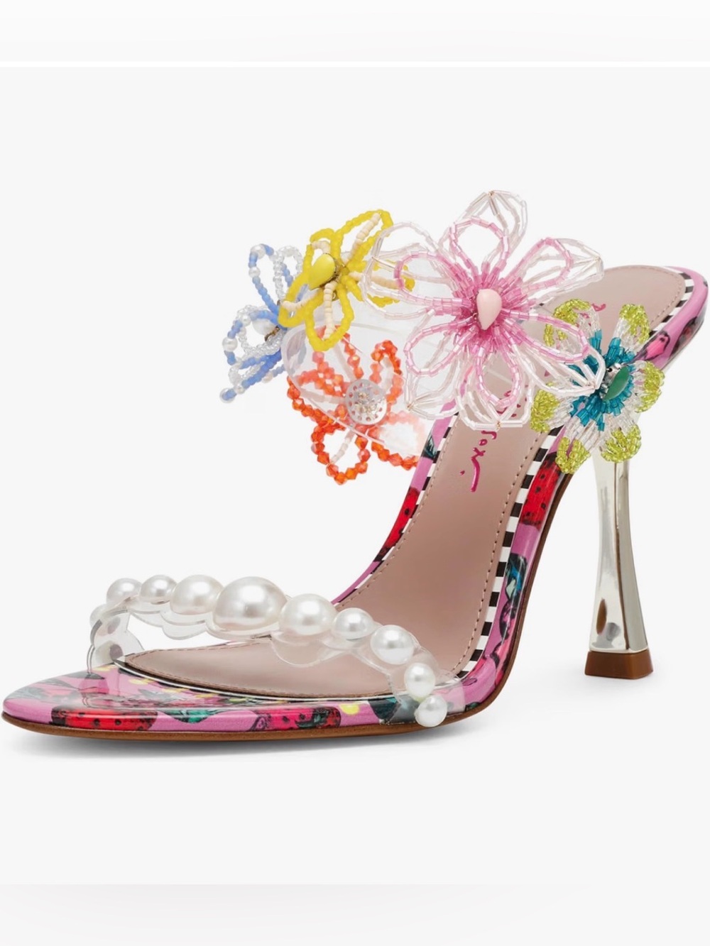 Betsey Johnson Goldiee Sandals Size 7 Floral Pastel Berry Multi Party